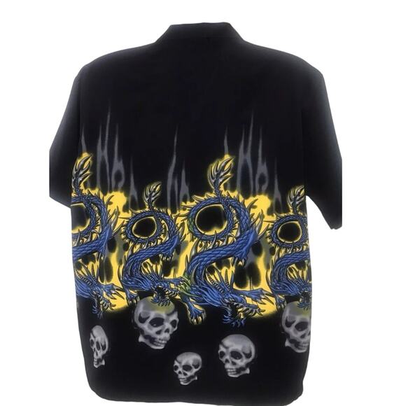 Genuine Ocean Current Original Hawaiian Shirt Chinese Dragons & Skulls Mens Sz L - Picture 2 of 13